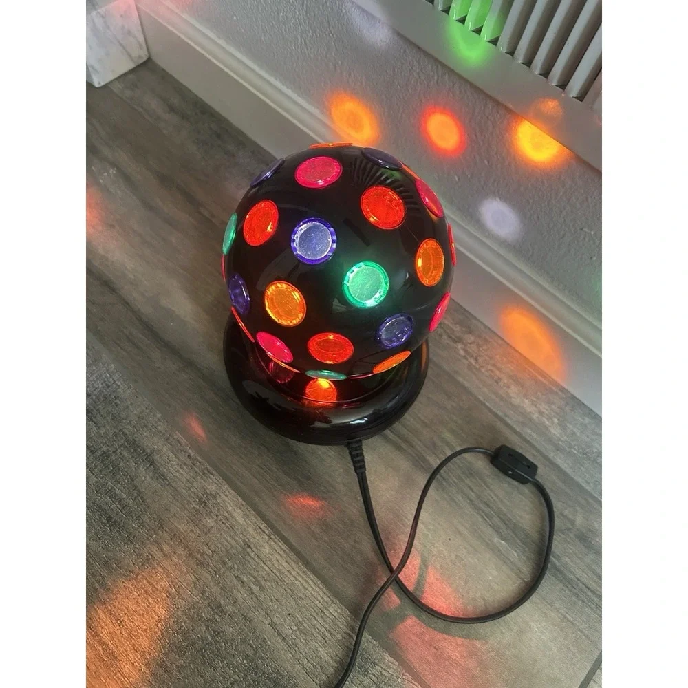 Black Rotating Disco Ball Projector with LED Rainbow Lights for Party Plug-In 9